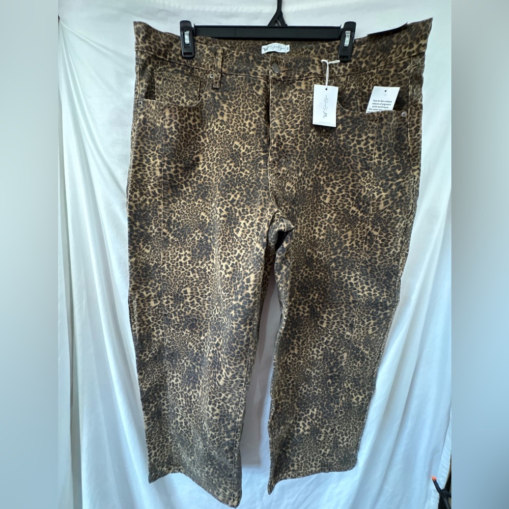 Jessica Simpson Plus Size 18w Myrtle Barrel Leg Jean Brown Panthera NWT